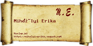 Mihályi Erika névjegykártya